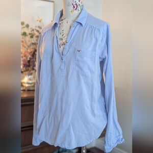 Hollister Women's‎ Light Blue Long Sleeve Top